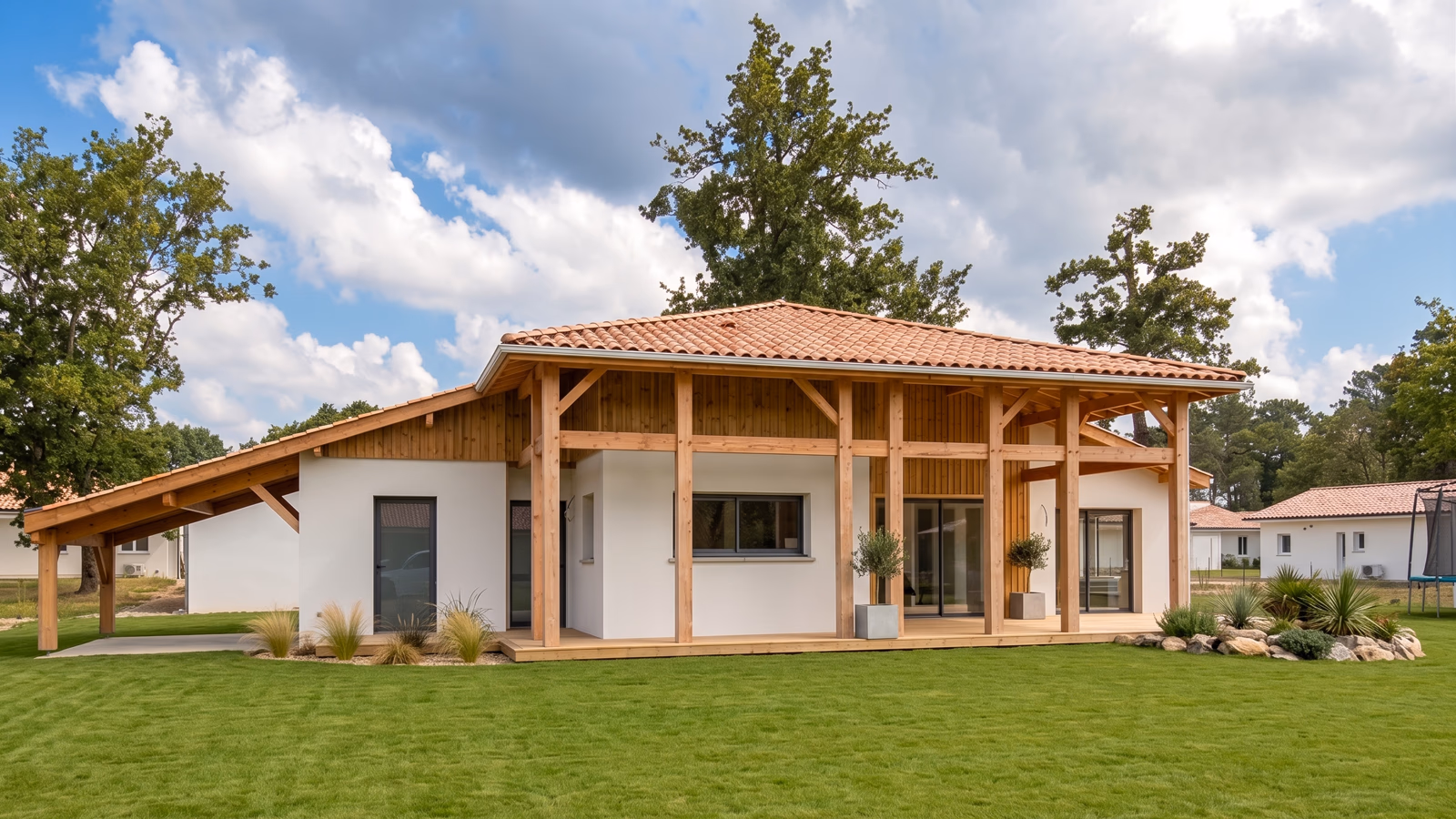 Maison landaise contemporaine de plain-pied à Castets (40) Maison landaise contemporaine de plain-pied construite par Landes Habitat à Castets