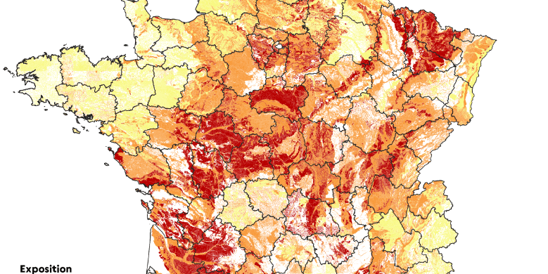 Consultation de la carte Géorisques pour le retrait-gonflement des sols argileux dans les Landes.