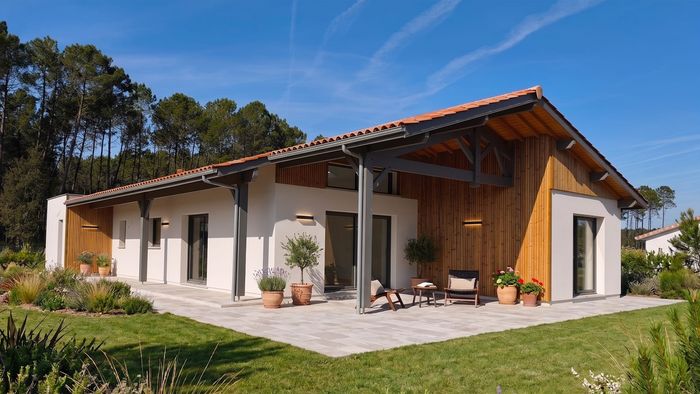 Terrasse et intégration paysagère maison Landes Habitat